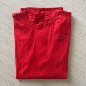 NIKE Elite Red Dri Fit Short Sleeve Tee Athletic Cut Size Large
